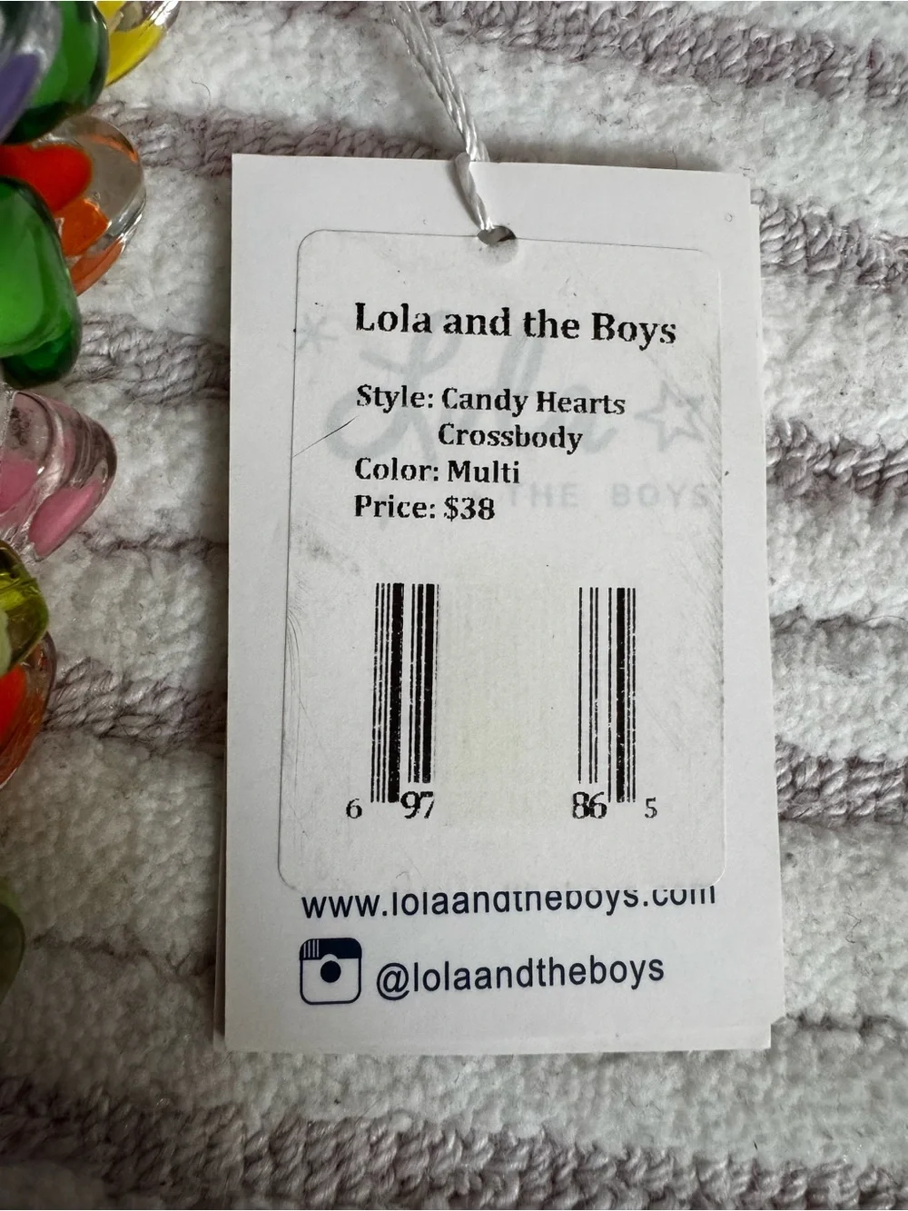 Lola + The Boys Multicolor Candy Hearts Beaded Crossbody Bag